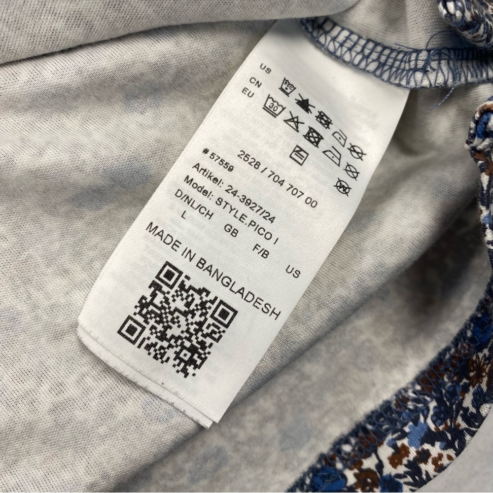 Brax Short Sleeve Blue Floral Polo Shirt Pima Cotton Men’s Size Large - Picture 6 of 8